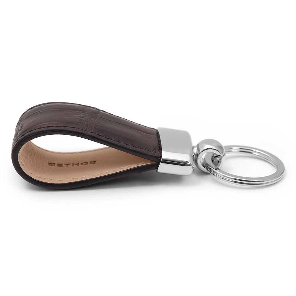 Key Ring, alligator leather, dark brown