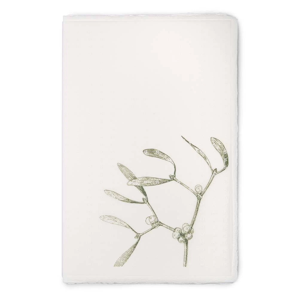 Christmas card mistletoe Merry Christmas laid paper