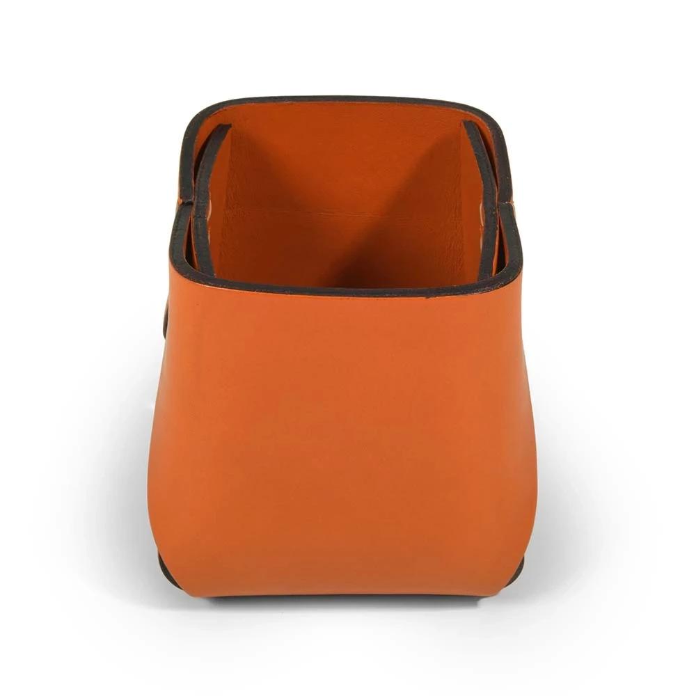 Pen Holder Stitch, leather, square, orange