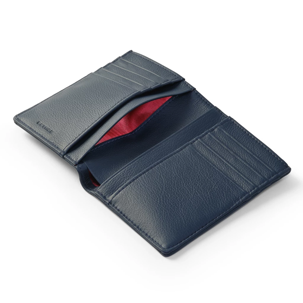brieftasche_8_cc_kollektion_1977_4 Wallet, 8 Card Slots (8 CC), 1977 Collection, Blue with Red Lining