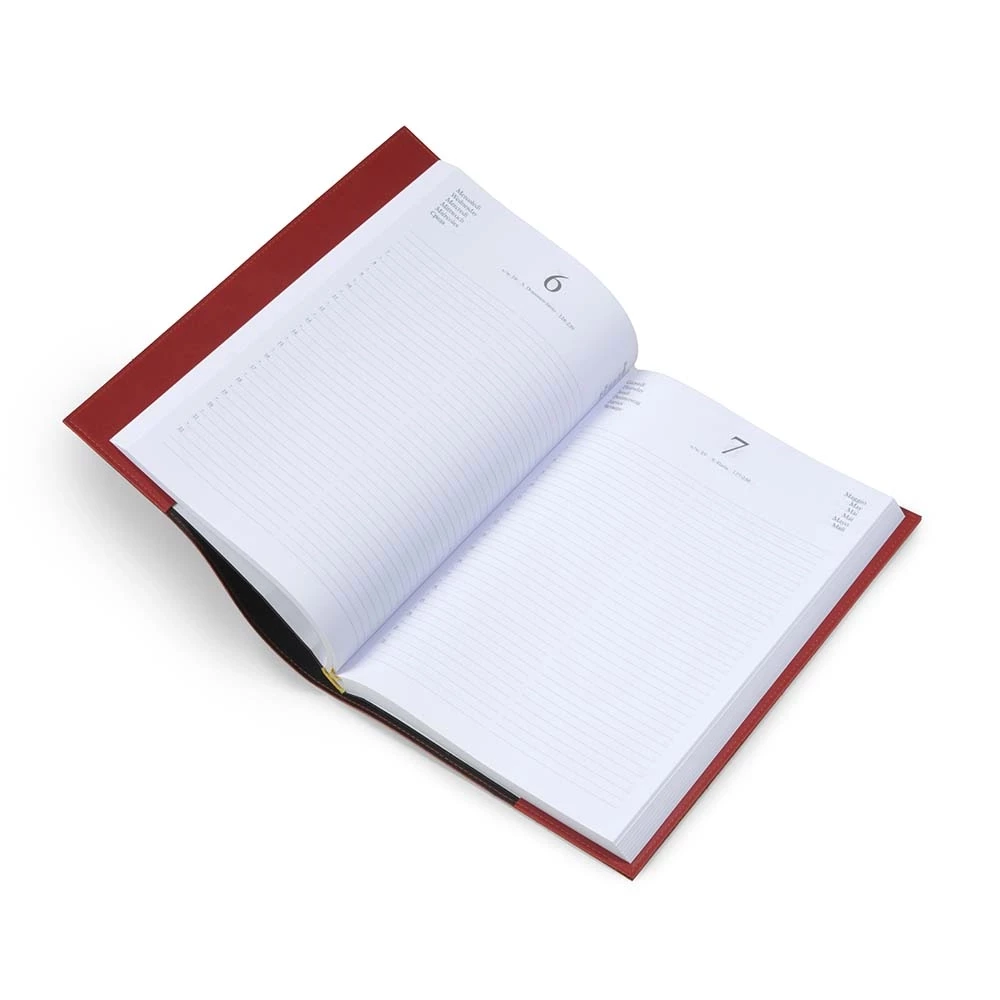 Book cover for DIN A5 books, smooth leather, dark red