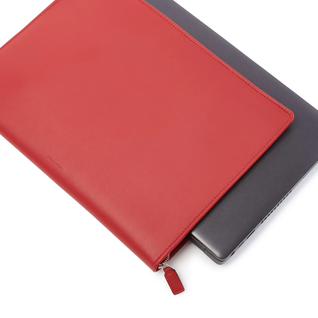 Pouch with Zip, Kollektion 1977, leather, red