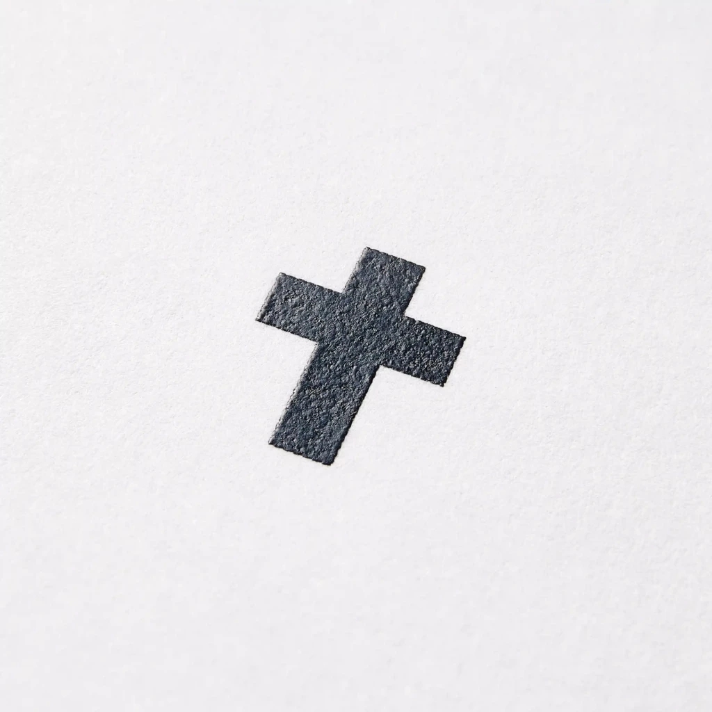 Greeting card condolence cross black helvetica
