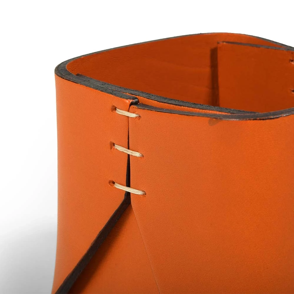 Pen Holder Stitch, leather, square, orange