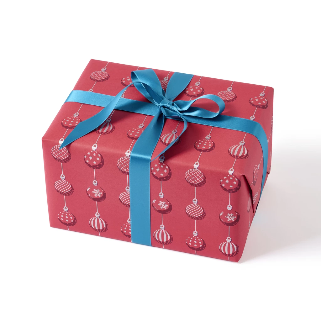 Wrapping paper baubles silver/red 50 x 70 cm, 3 sheets