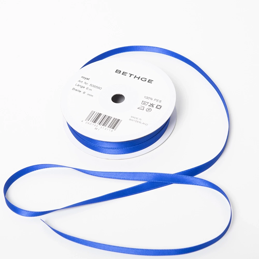 Satin ribbon, Width 6mm, Royal Blue