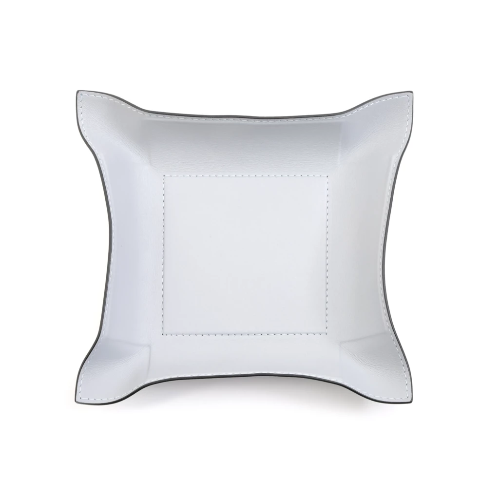 Valet tray square, nappa leather, 20 x 20 cm, ice blue