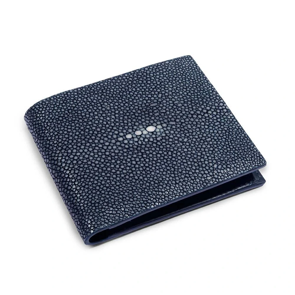 Wallet with Coin Pocket, stingray leather, dark blue
