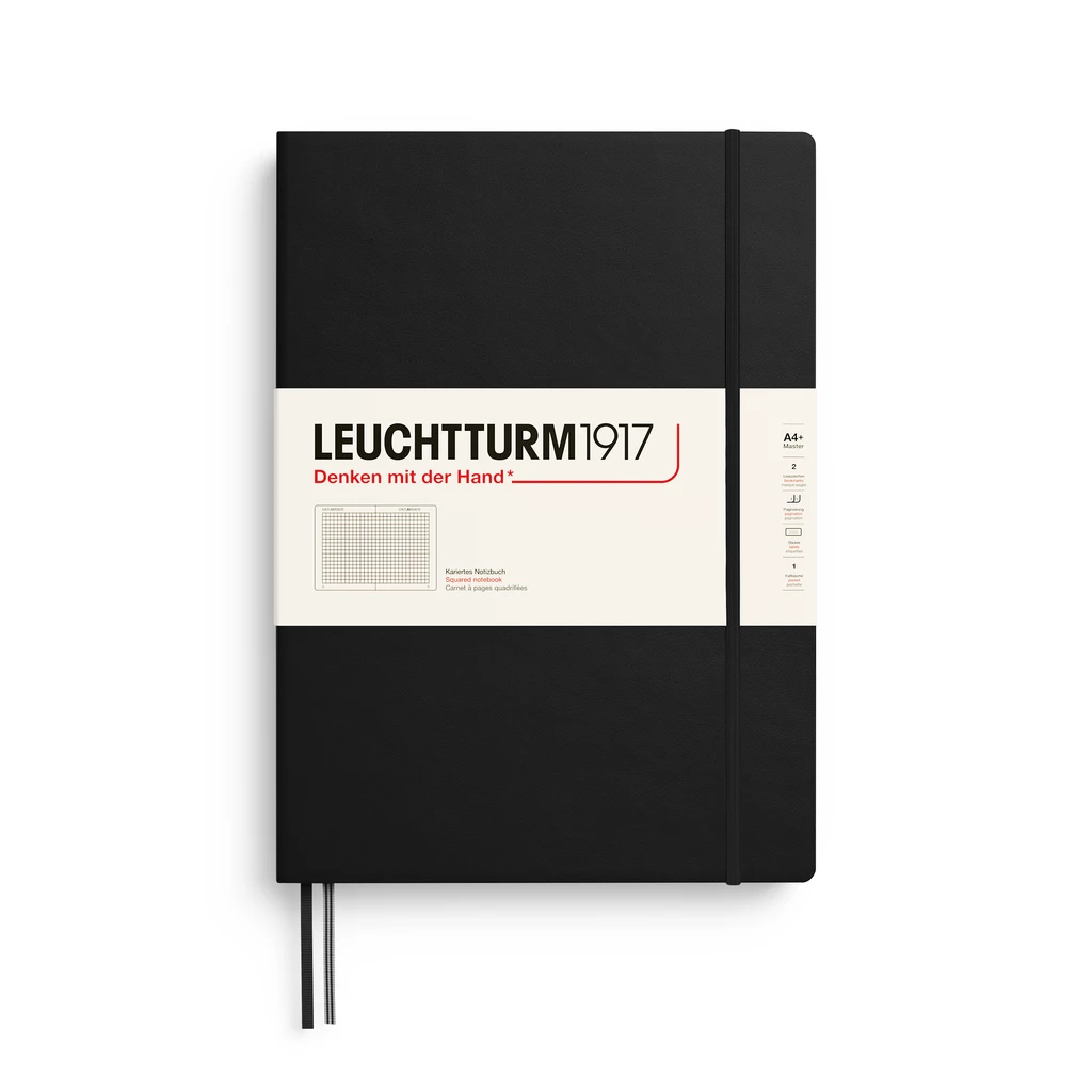 Notebook Master Classic (A4+), Hardcover, 235 numbered pages, Black, squared