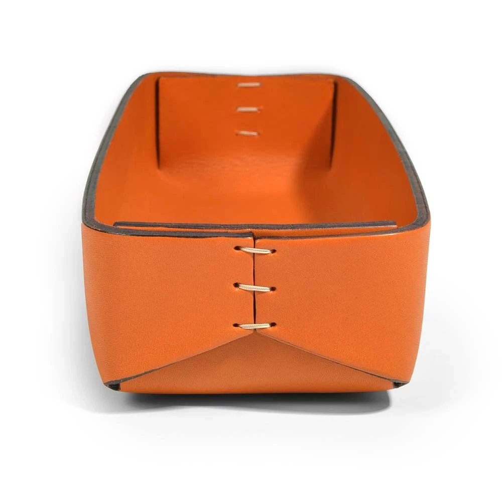 Pen Tray Stitch, leather, narrow, orange