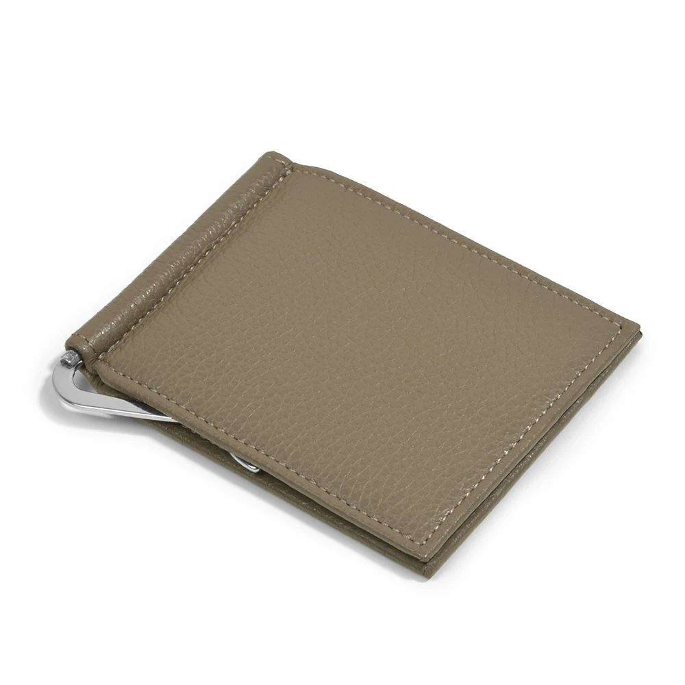 Card Wallet with Money Clip Adri, 6 cc, leather, taupe