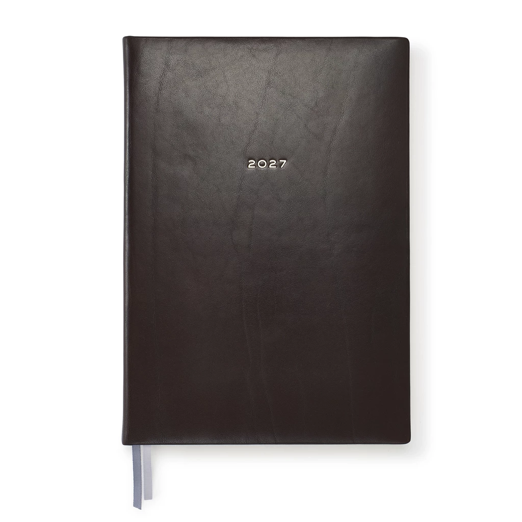 Daily Planner 2027 Verona Brown Cowhide Leather