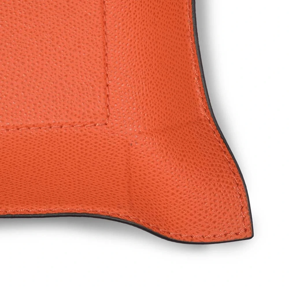 Valet tray square, leather, 20 x 20 cm, mango