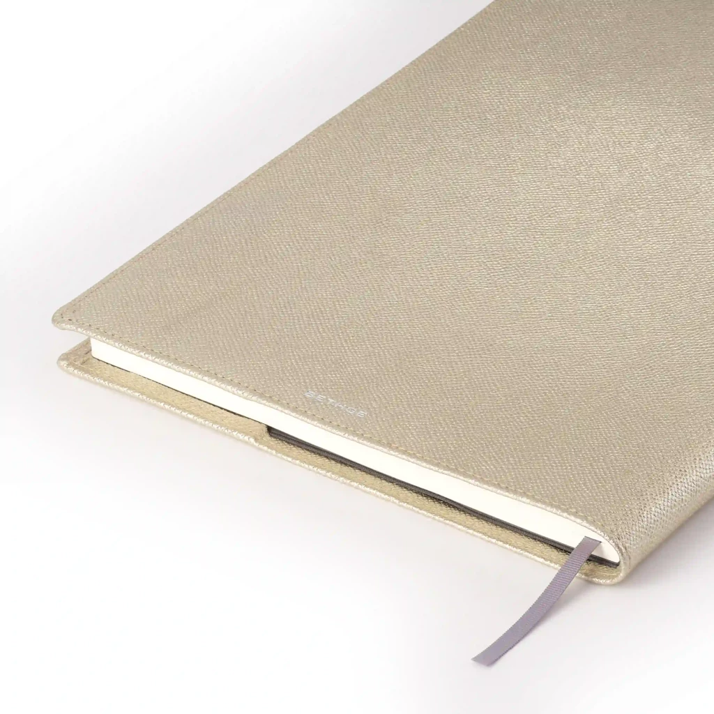 Book cover for DIN A4 books, leather, platinum