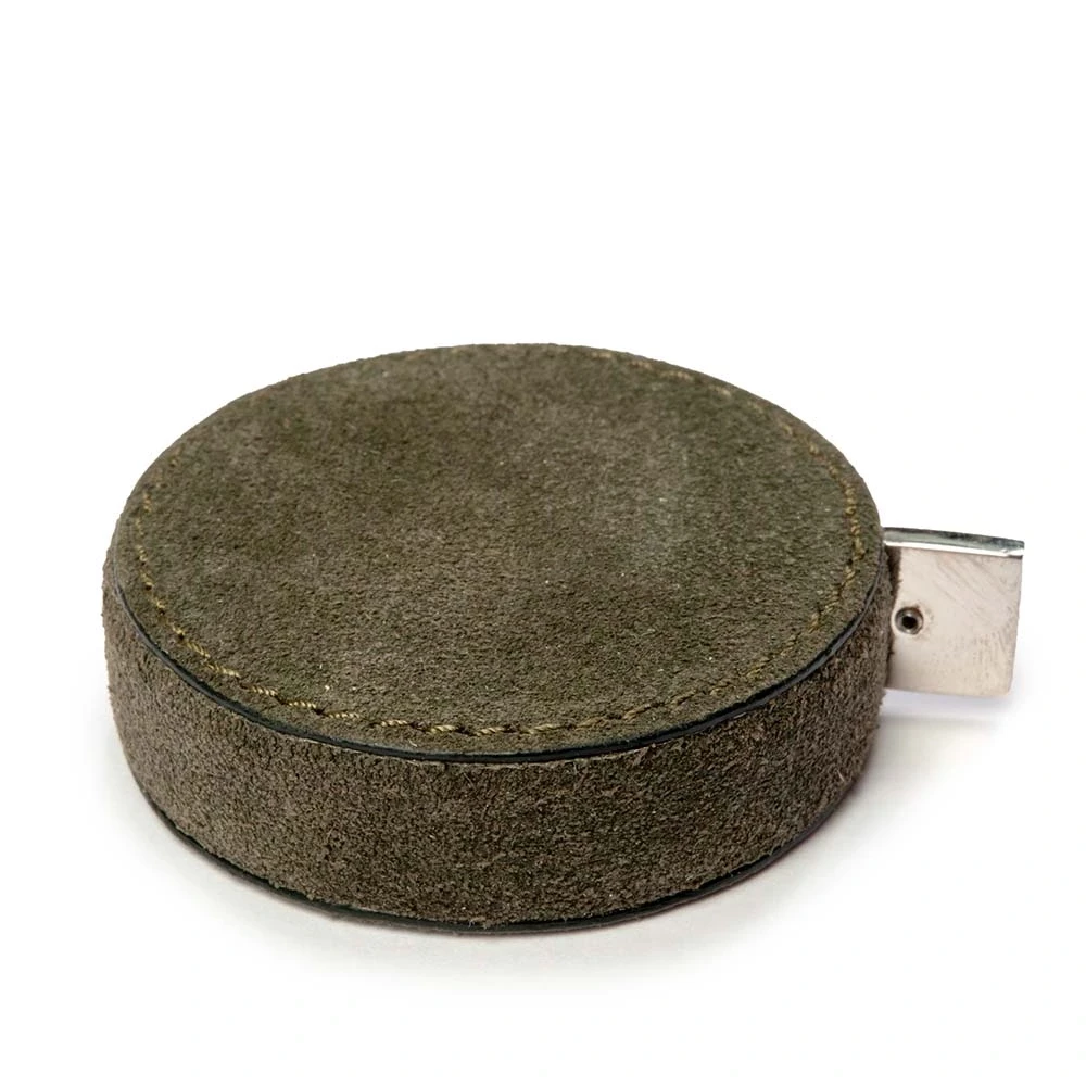 Tape measure, suede leather, length 150 cm, dark green