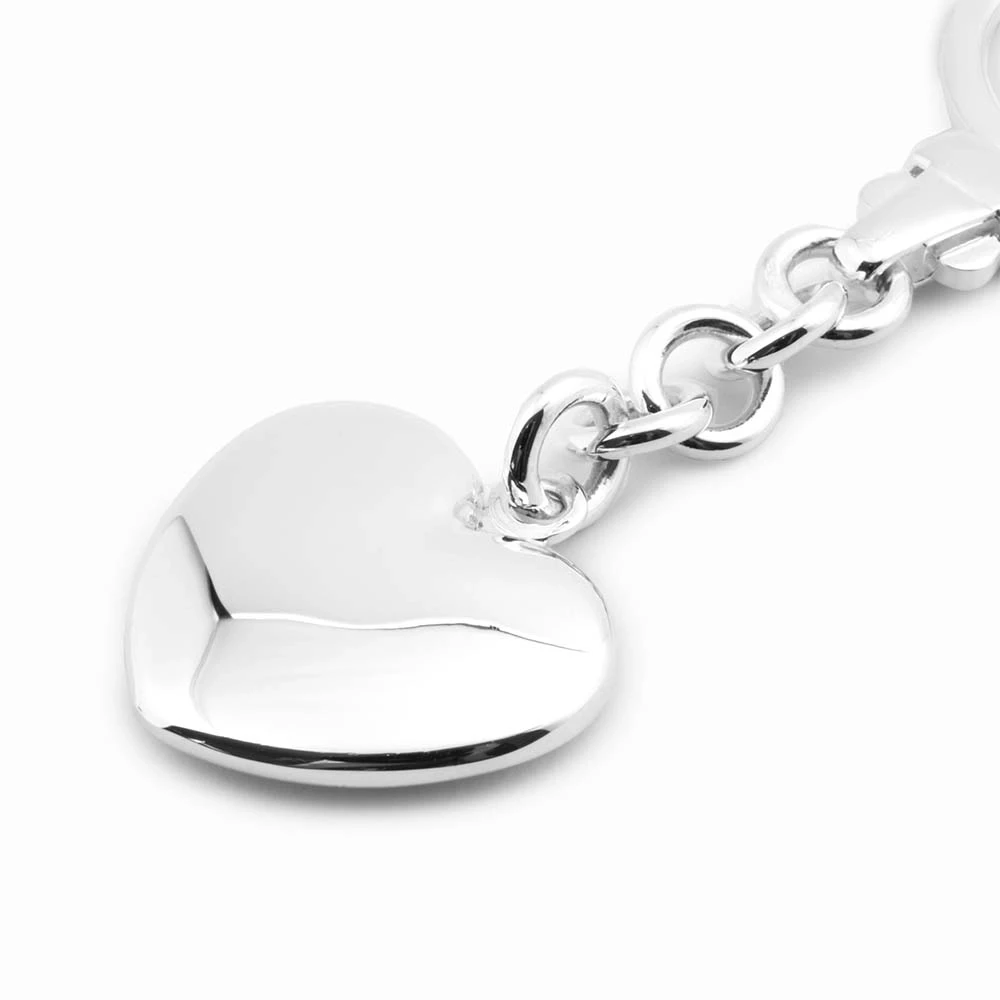 Key Ring with Heart Charm, sterling silver