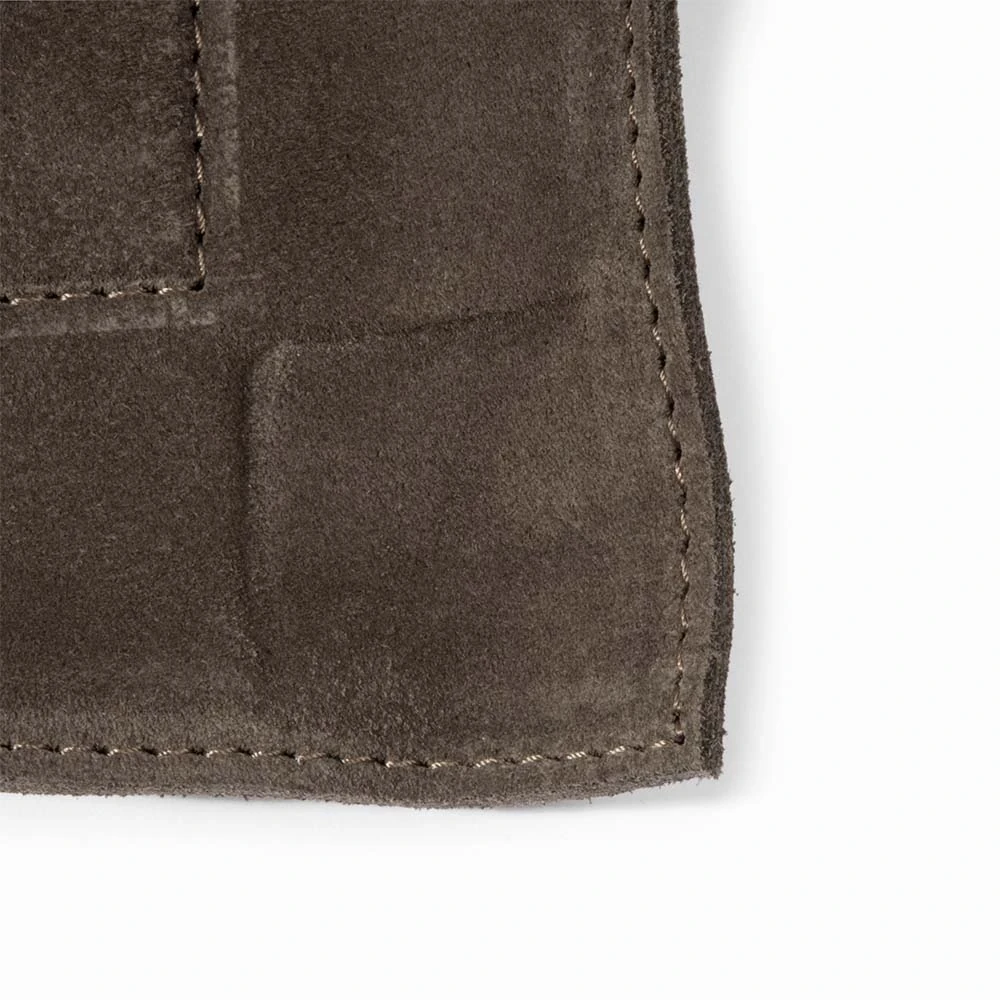 Valet tray rectangular, suede leather, 21 x 15 cm, lava