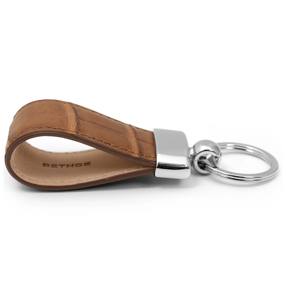 Key Ring, alligator leather, cognac brown