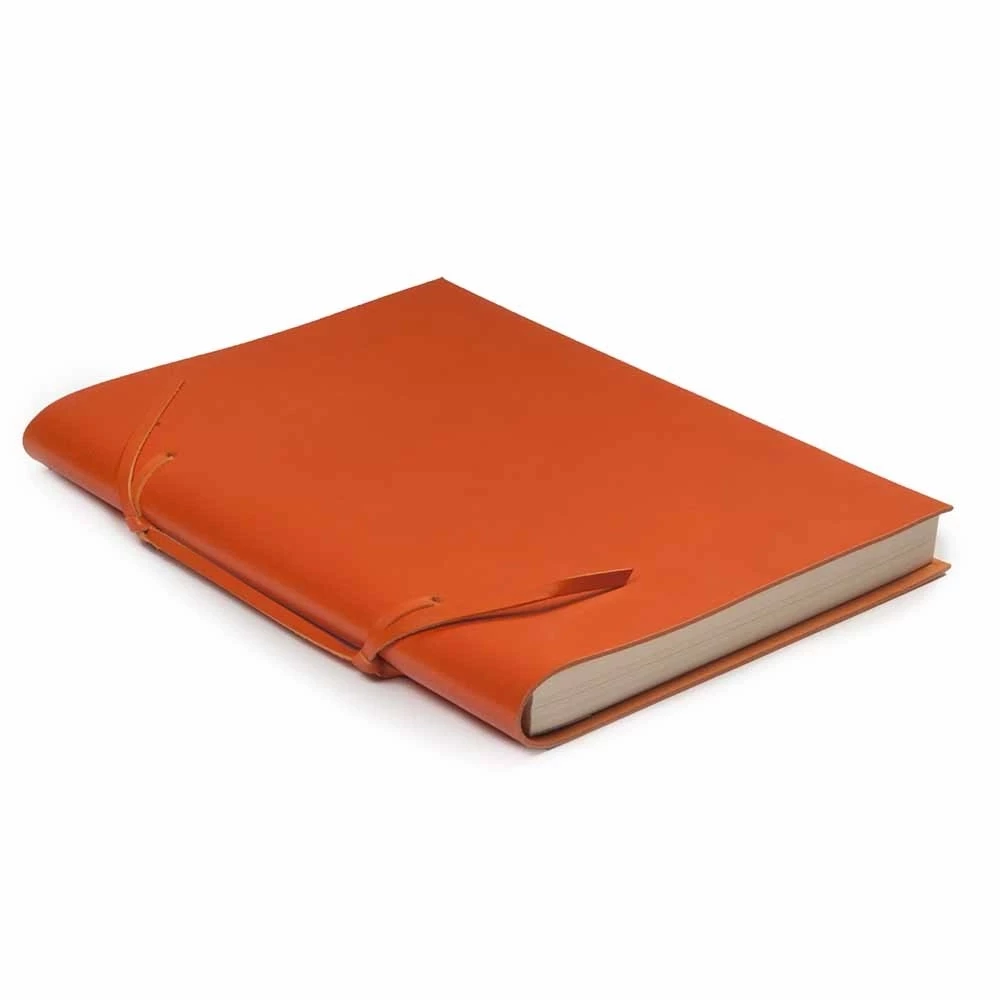 Sketchbook Quadernone, leather, large, orange