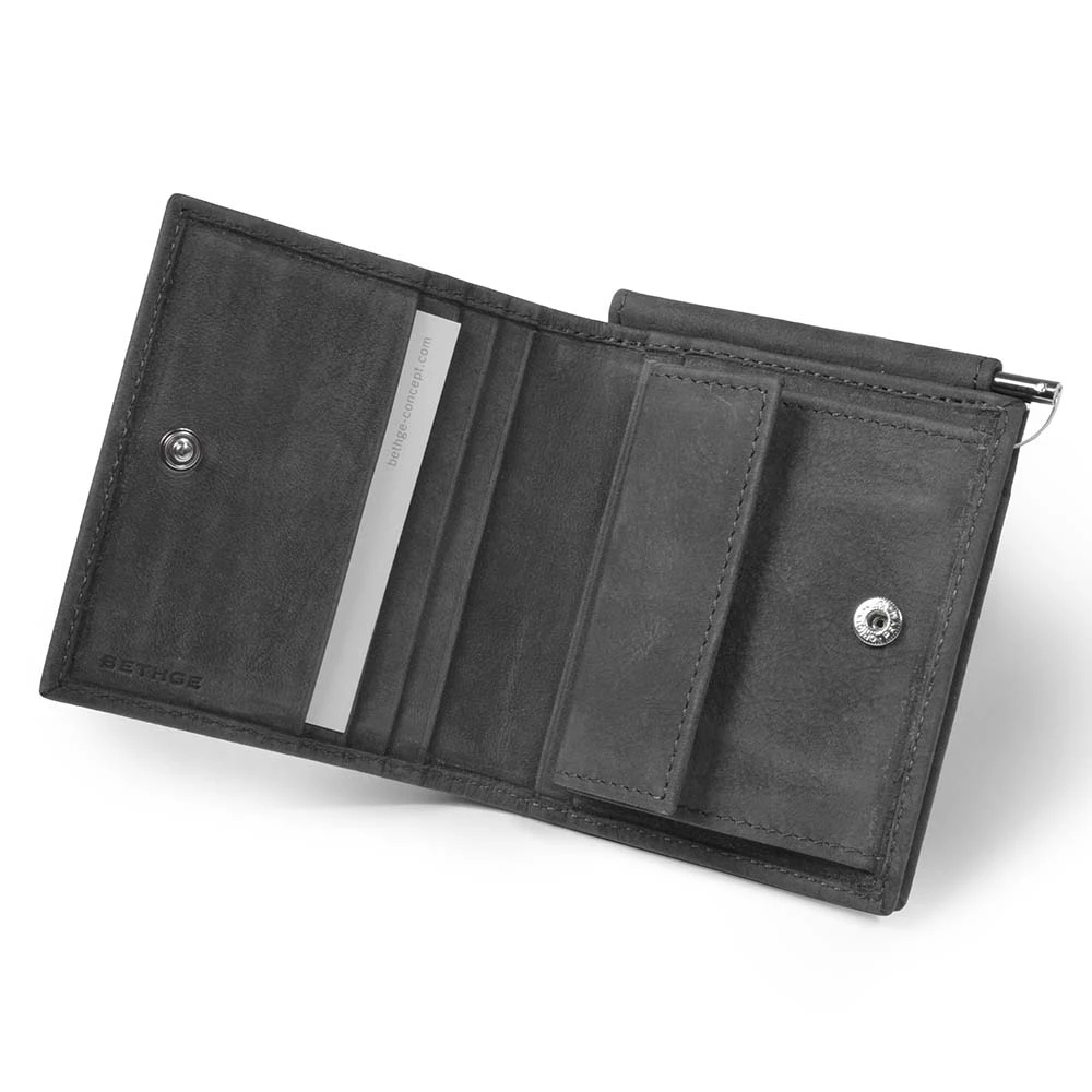 Wallet Doppio with Coin Pocket, leather wash, grey