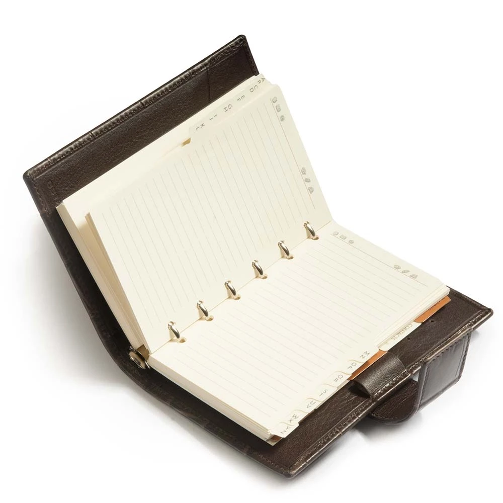 Pocket Planner, alligator-embossed leather, dark brown