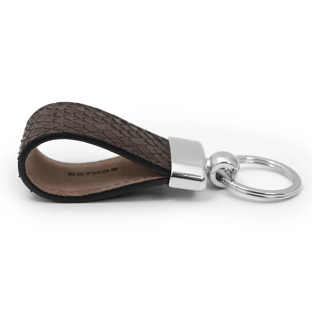 Key Ring, python leather, brown