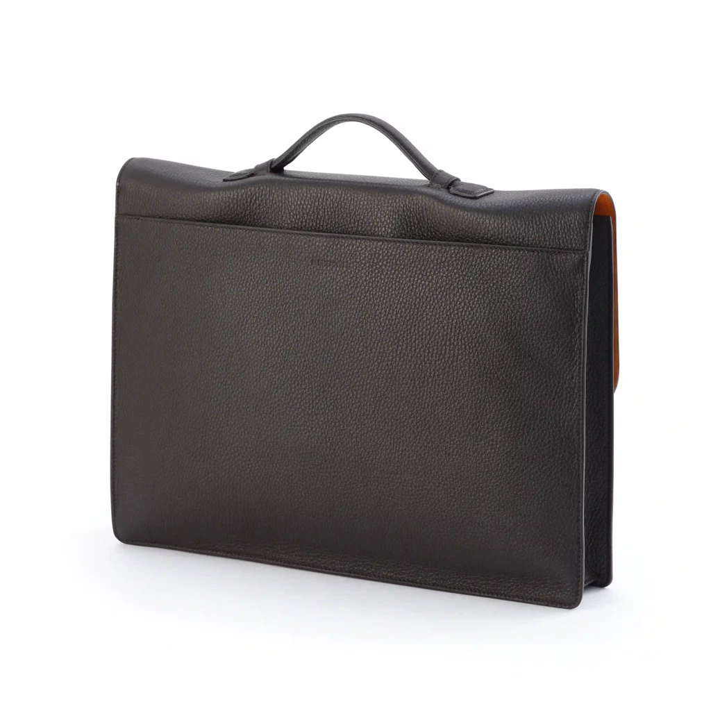 Deer leather briefcase, slim, brown