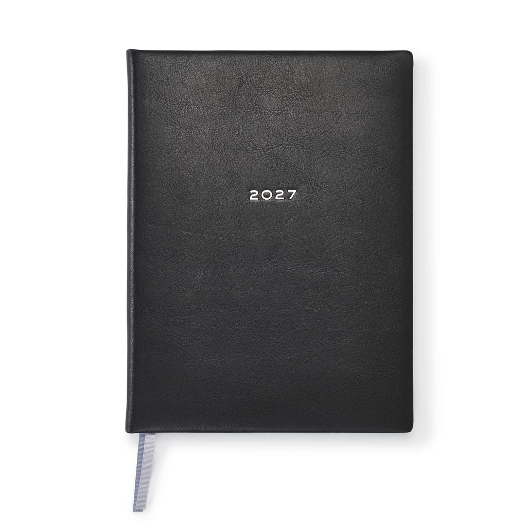 Weekly Planner 2027 Verona Black Cowhide Leather
