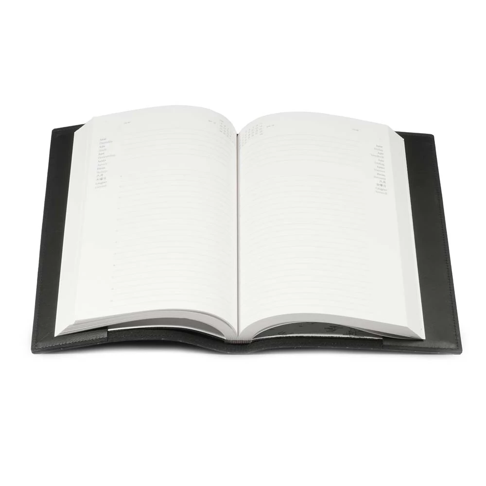 Book cover for DIN A5 books, smooth leather, black