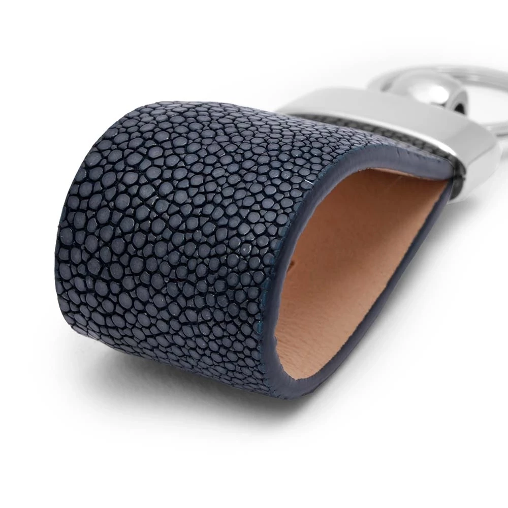 Key Ring, stingray leather, navy blue