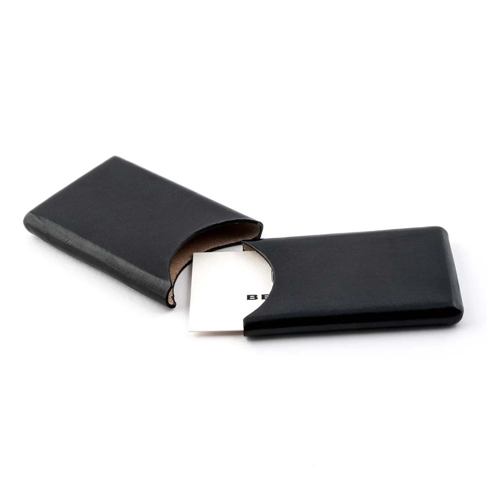 Business Card Holder, leather, 6.5x10 cm, black
