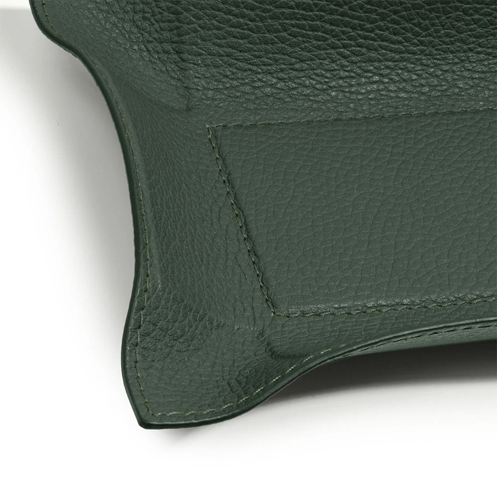 Valet tray rectangular, deer leather, 21 x 15 cm, dark green