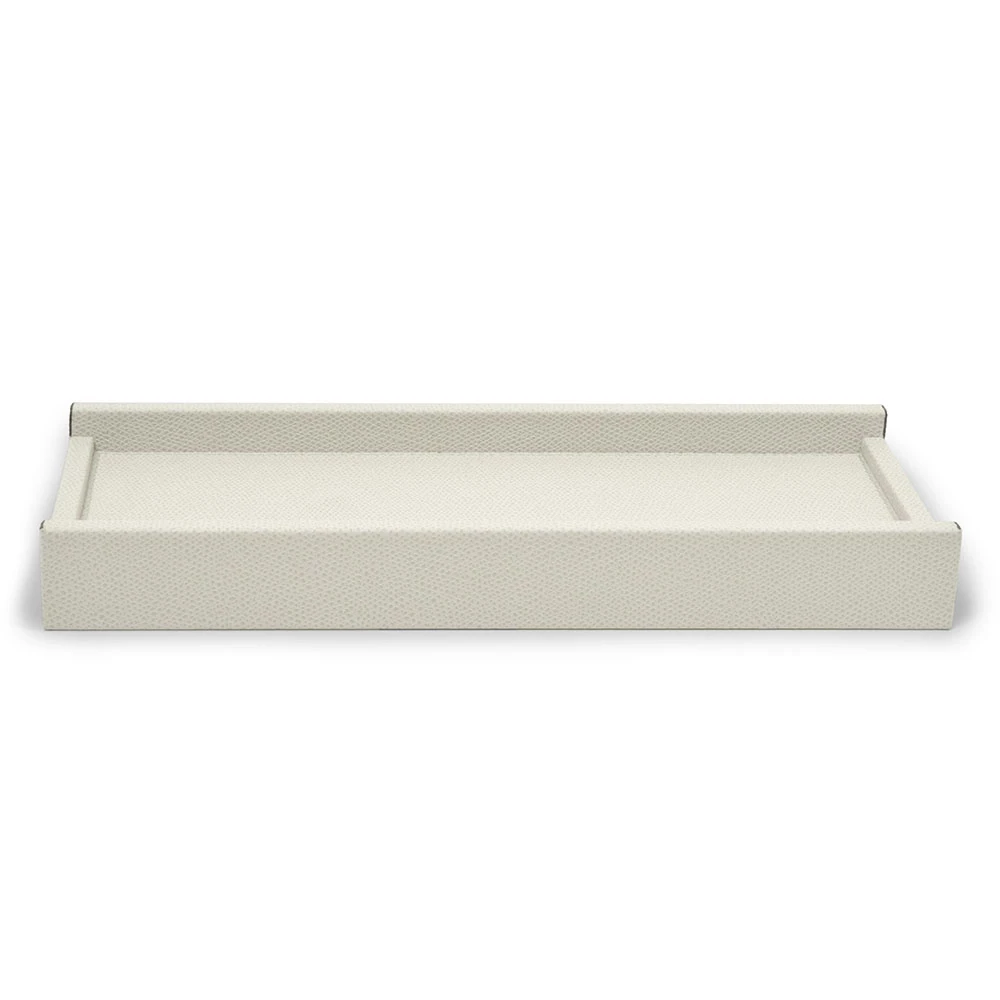 Pen tray, Design Stéphane Parmentier, leather, light grey