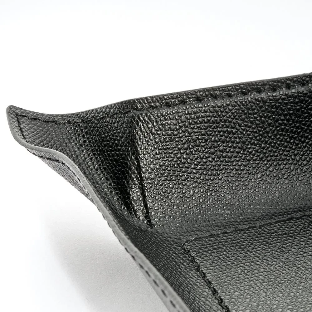 Valet tray square, leather, 20 x 20 cm, black
