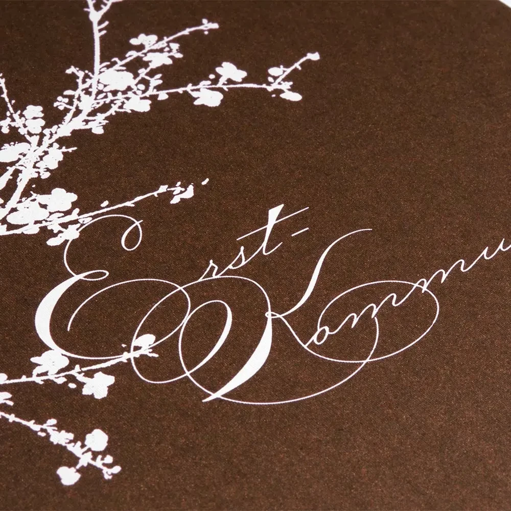 Greeting card cherry blossom First Communion white
