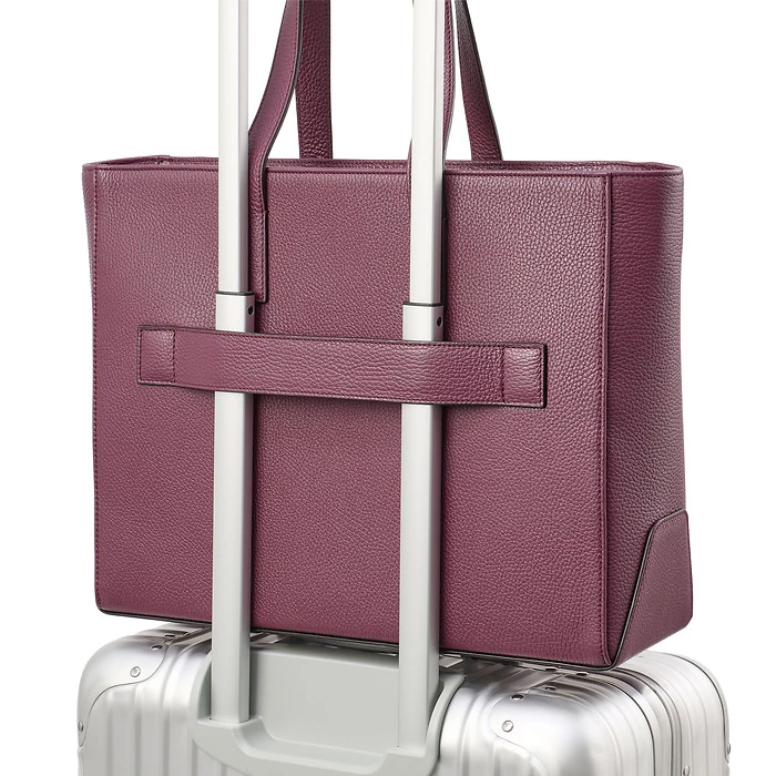 Business Shopper Tote Bag – Aubergine Leather