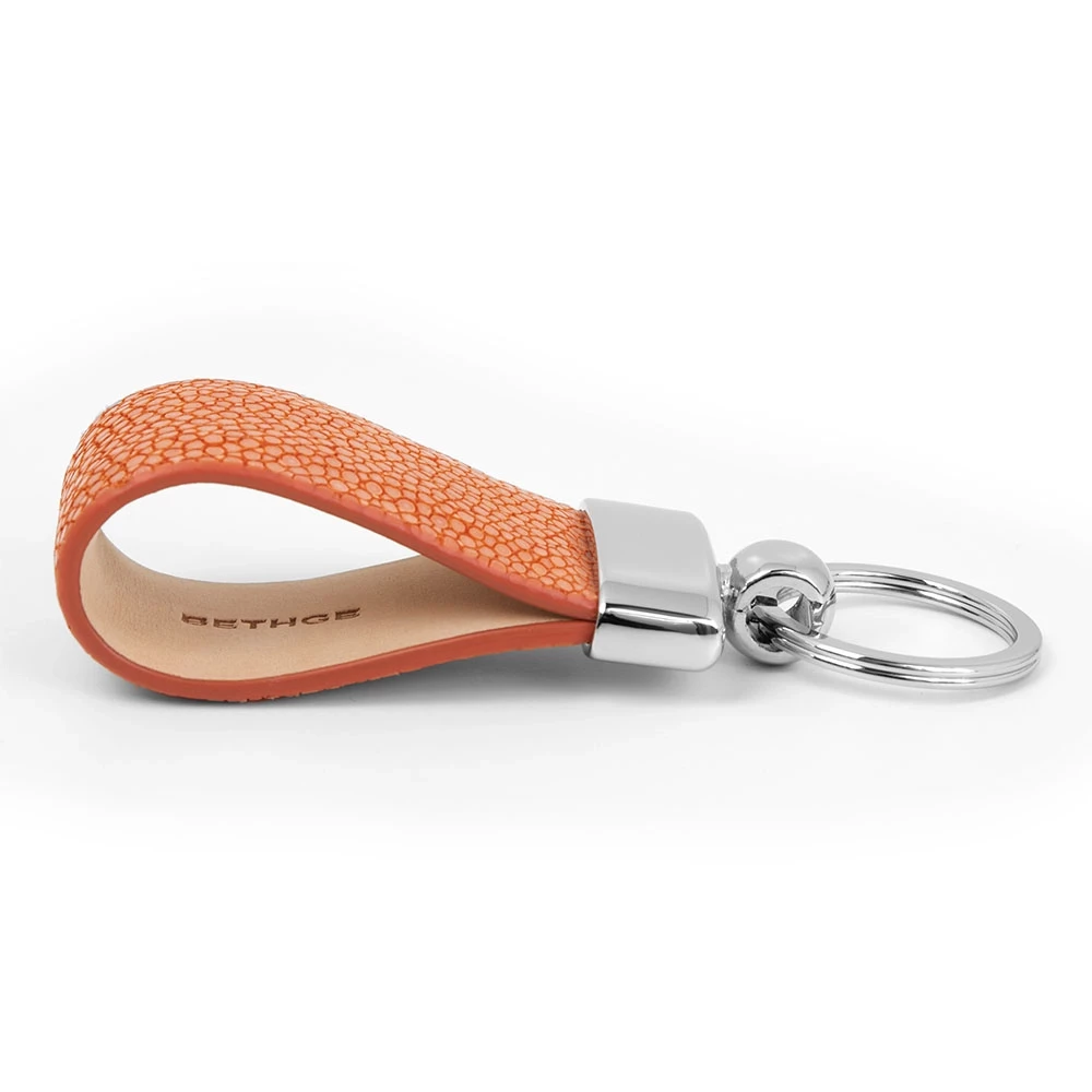 Key Ring, stingray leather, orange