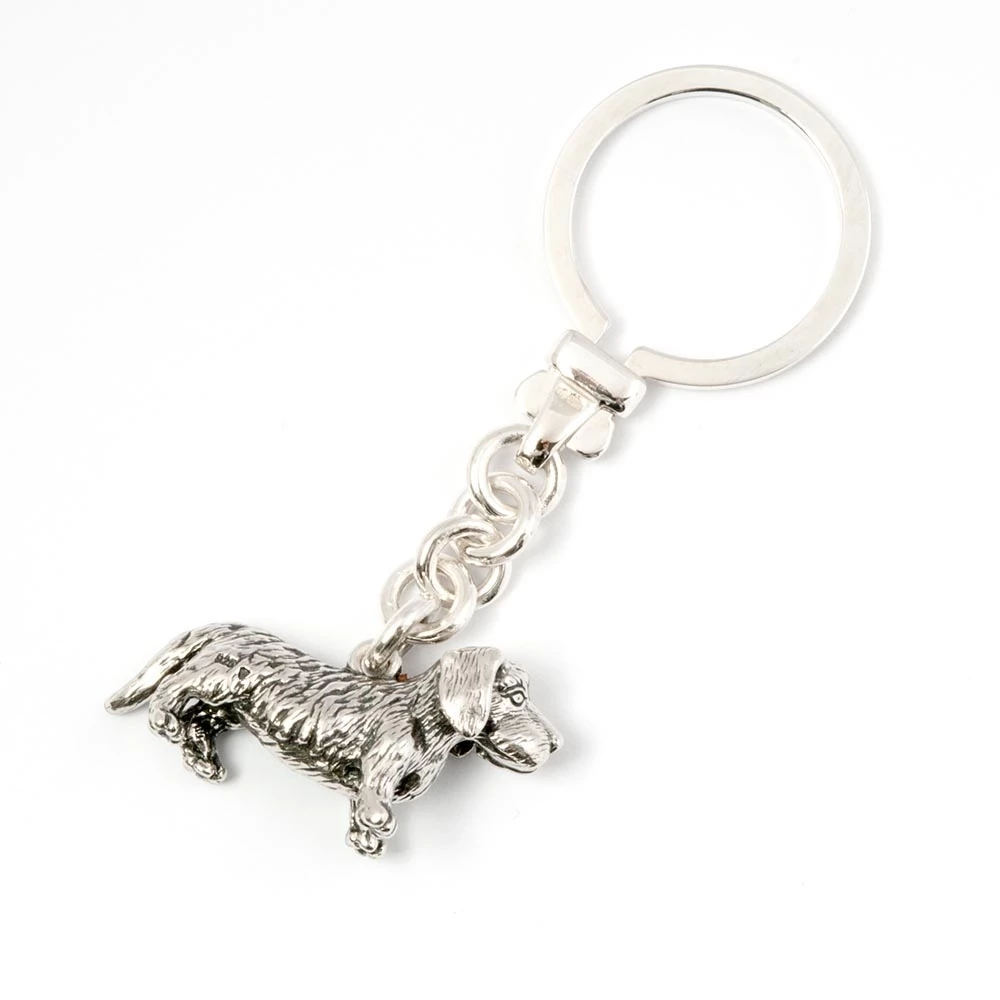 Key chain Dachshund, 925 sterling silver