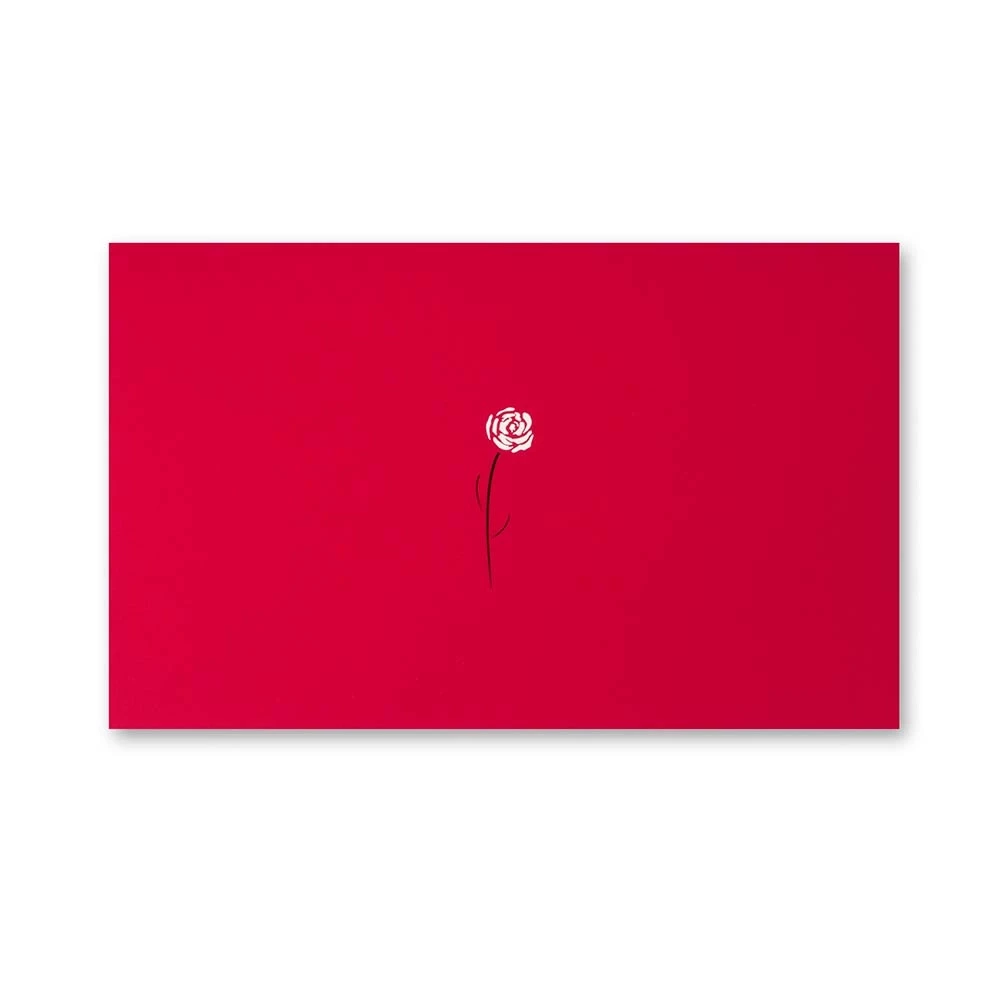 Greeting card rose pure red mini