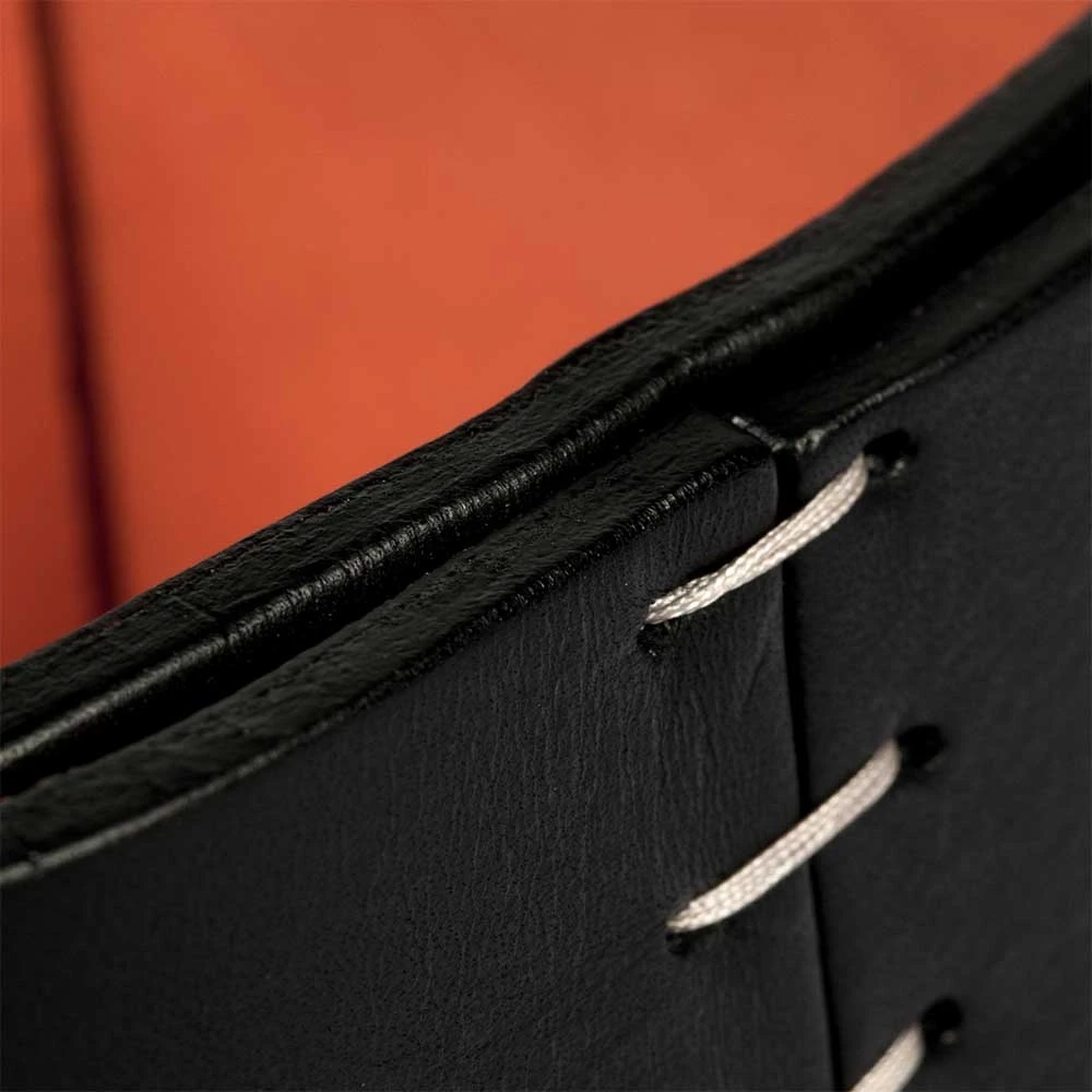 Pen Holder Stitch, leather, square, black/orange