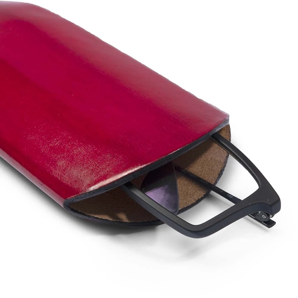 Glasses Case, leather, medium, red