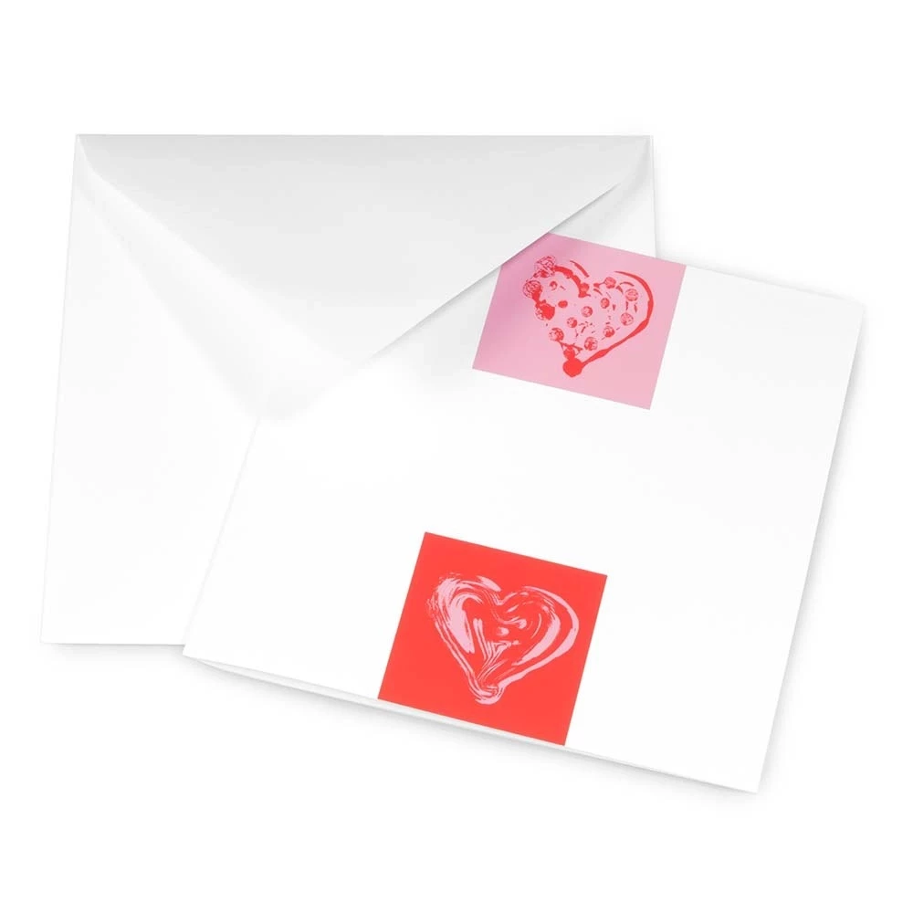 Greeting card Double Heart pink/rose