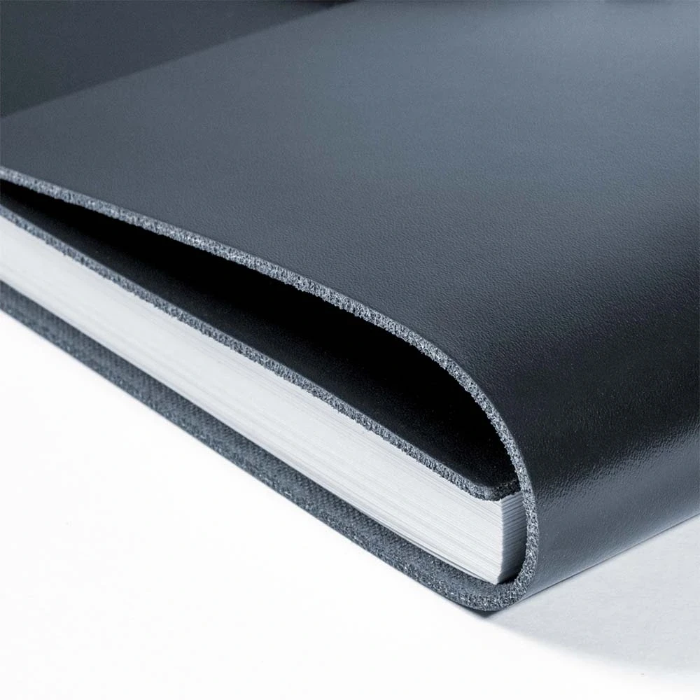 Guest Book with Cover, 96 p.,  leather, 21x21 cm, dark blue