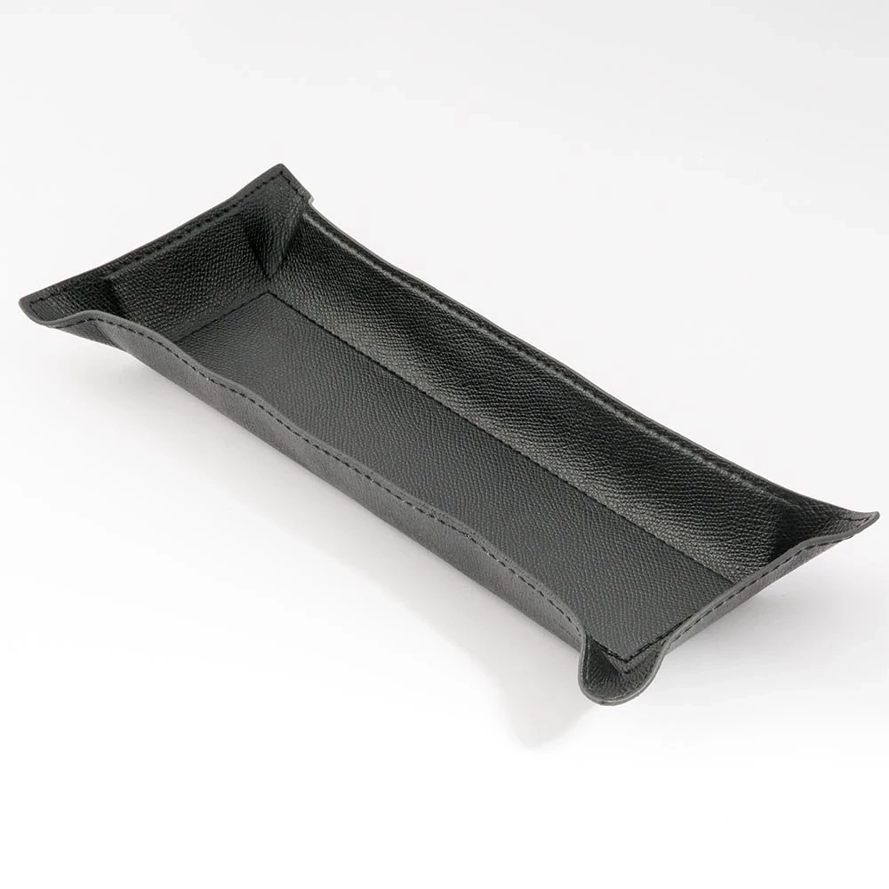 Valet tray rectangular, leather, 32 x 13 cm, mango