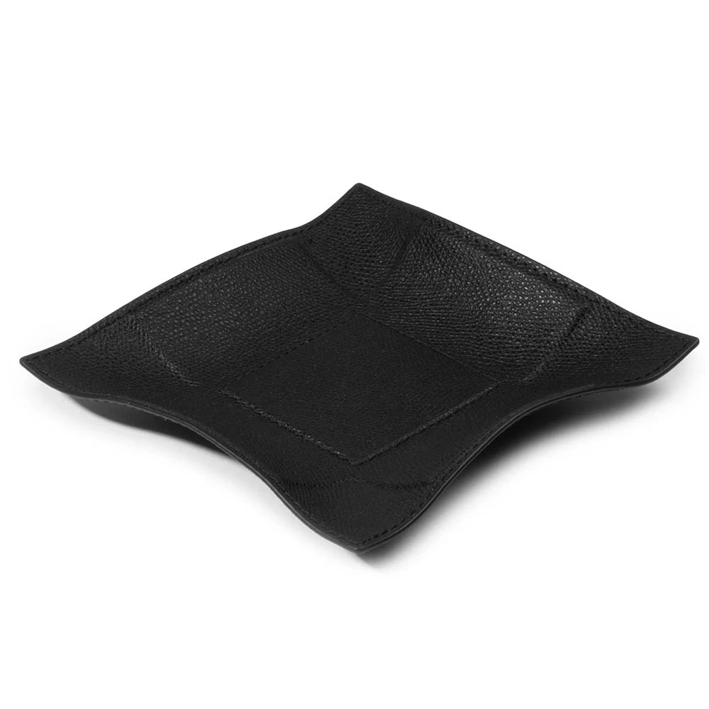 Valet tray square, leather, 15 x 15 cm, black