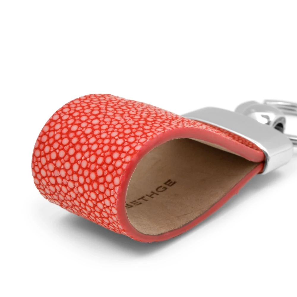 Key Ring, stingray leather, coral
