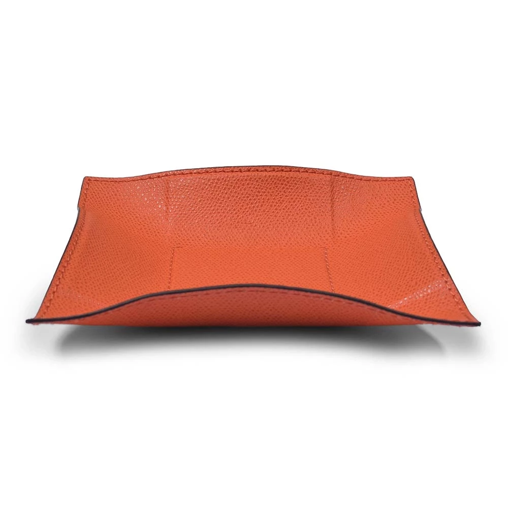 Valet tray square, leather, 15 x 15 cm, mango