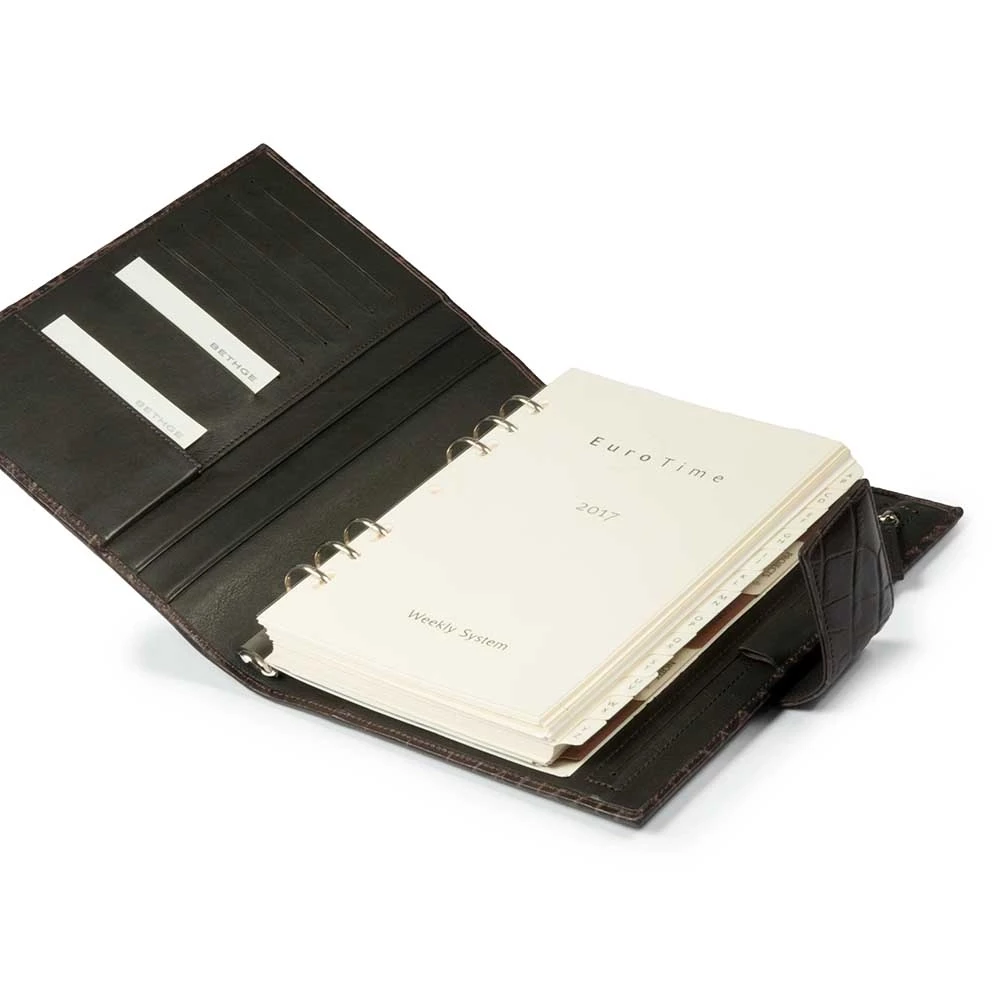 System Planner, alligator-embossed leather, brown