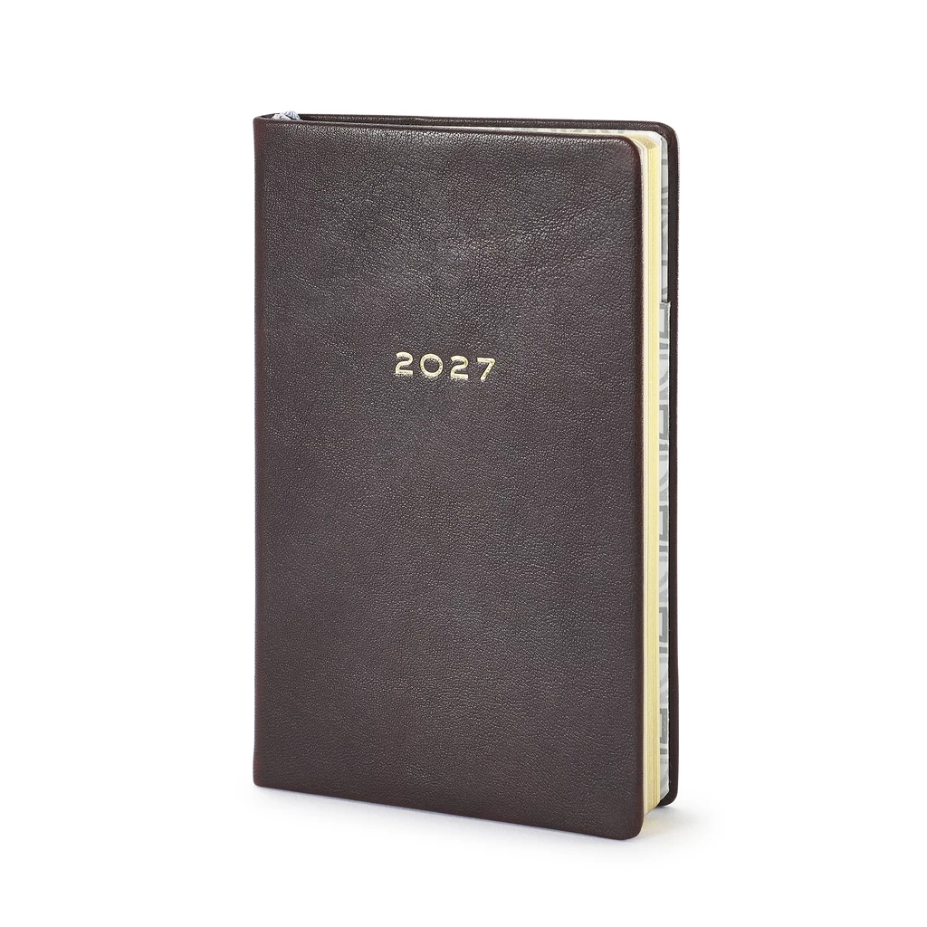 Weekly Planner 8-Days-a-Week 2027 - Week on 2 Pages - Vegan- Verona Brown - 8.5 x 14 cm