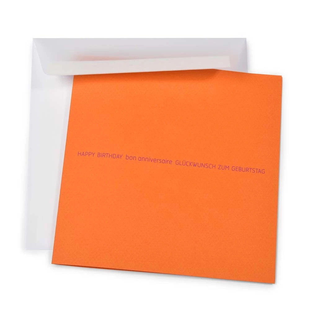Greeting card Happy Birthday text international orange
